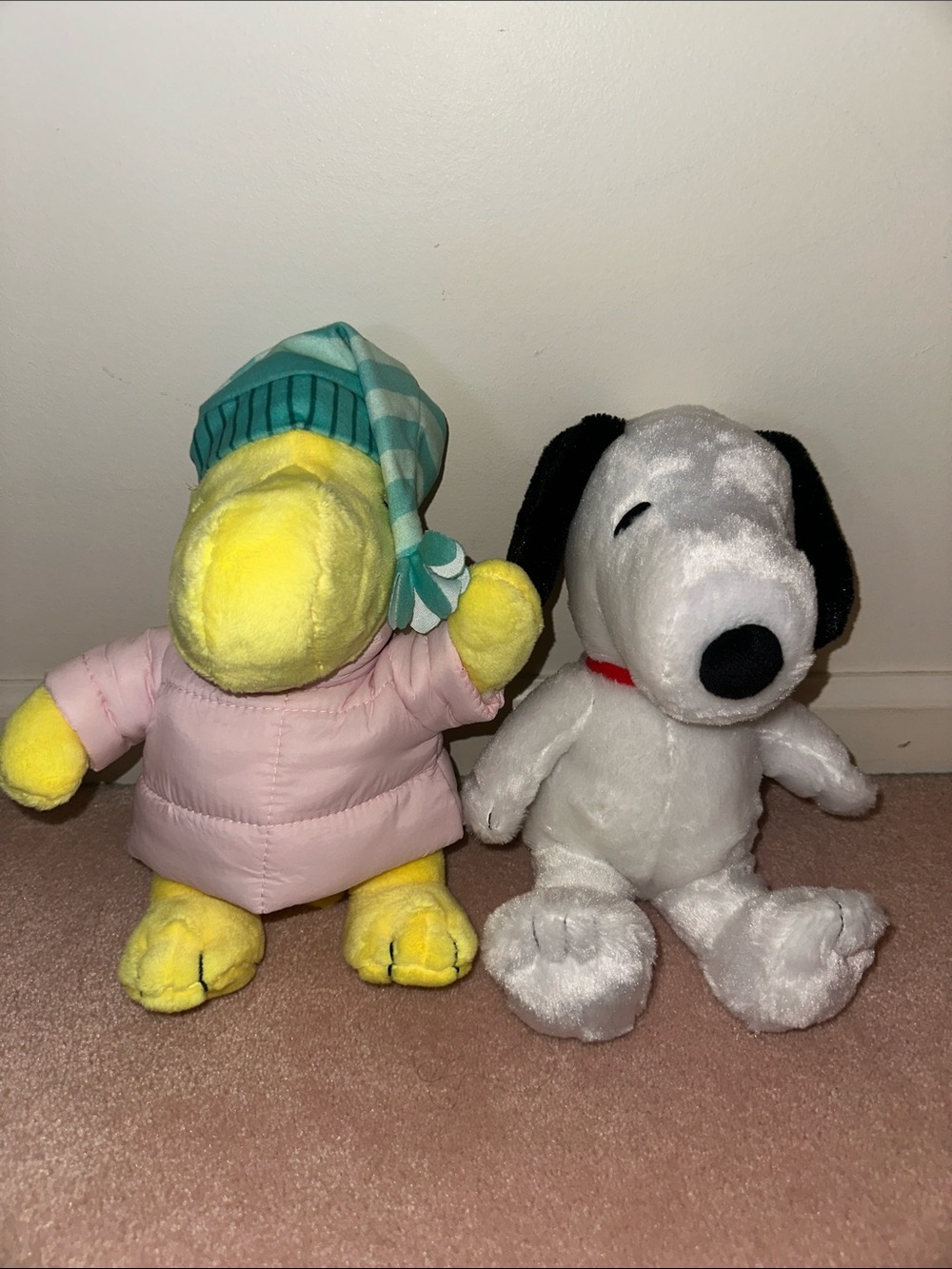 Peanuts Snoopy & Cozy Woodstock Plushie 11 Inch Puffer Jacket Winter Collectable